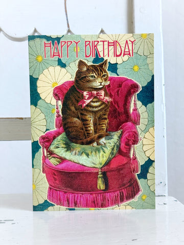 Dubbelt grattis kort med katt