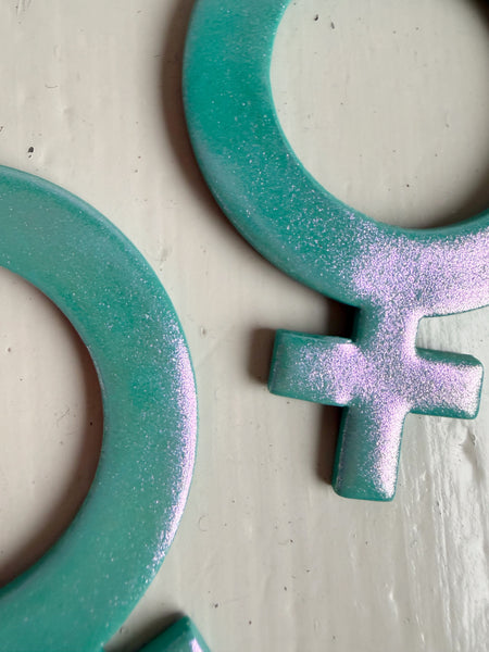 Örhängen, stora kvinnotecken turkosa