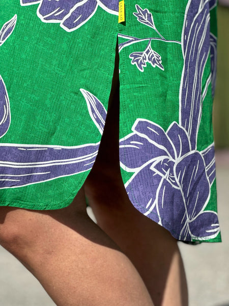A-linjeklänning i grönt & lila