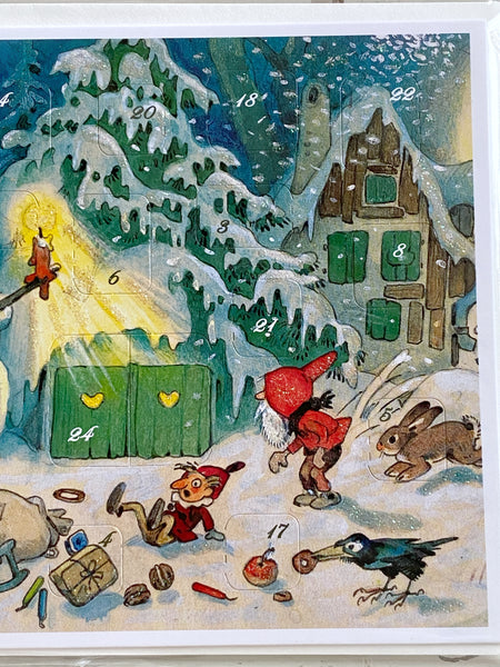 Julkalender snögubbe, vykort
