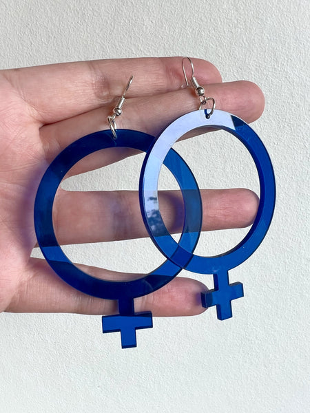 Örhängen, blå kvinnotecken