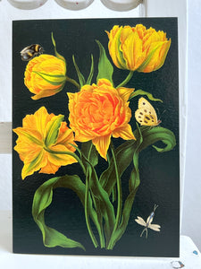 Dubbelt kort med vackra gula tulpaner