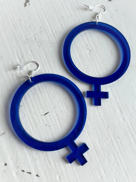 Örhängen, blå kvinnotecken