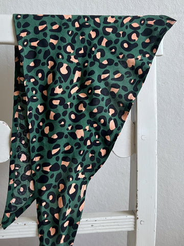Liten sjal / sjalett grön leopard