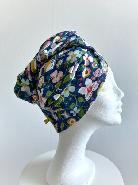 Turban, jersey blommig