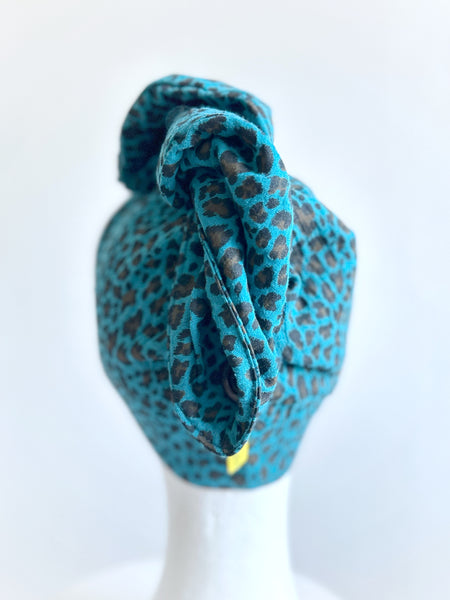 Turban, petrol leopardmönster